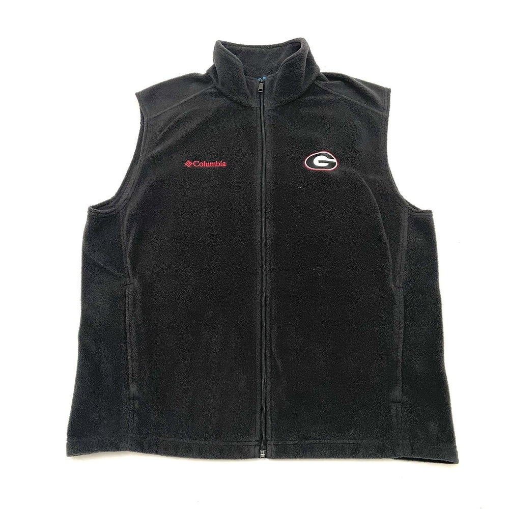 Columbia Georgia Bulldogs UGA Fleece Vest Men's‎ Large Black Full Zip NCAA